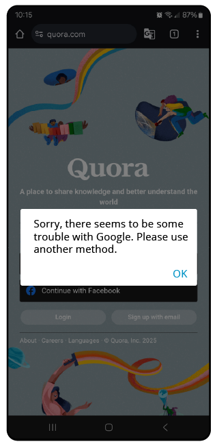 Mobile App Error